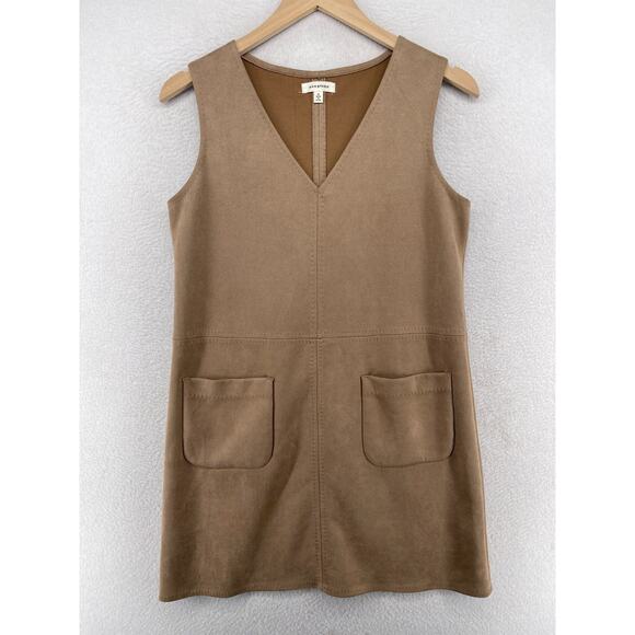 Max Studio Dresses & Skirts - MAX STUDIO Dress S Stretch Faux Suede Sleeveless V-Neck Mini Shift Vicuna Brown